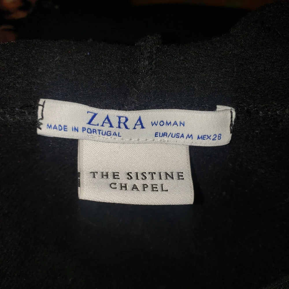 ZARA WOMAN SISTINE CHAPEL CROPPED BLACK SWEATSHIRT HOODIE SIZE MEDIUM - Picture 9 of 13